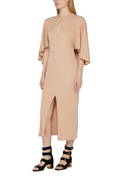 Crepe jersey cape maxi dress