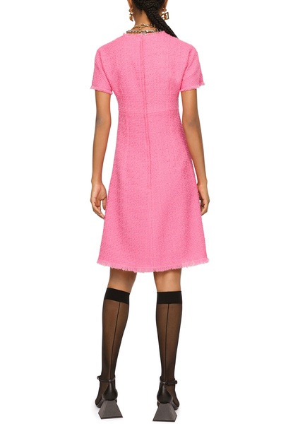 Raschel tweed calf-length dress with logo