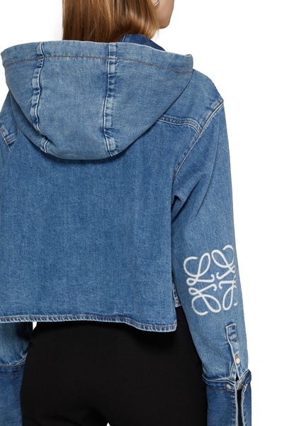 Denim hooded shirt