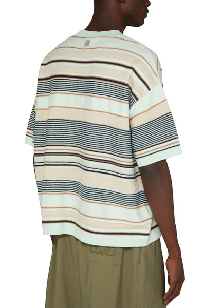 Striped cotton and linen T-shirt