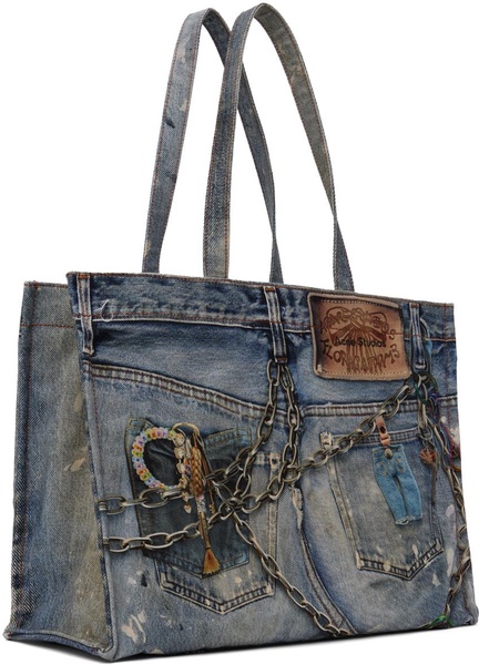 Blue Printed Tote