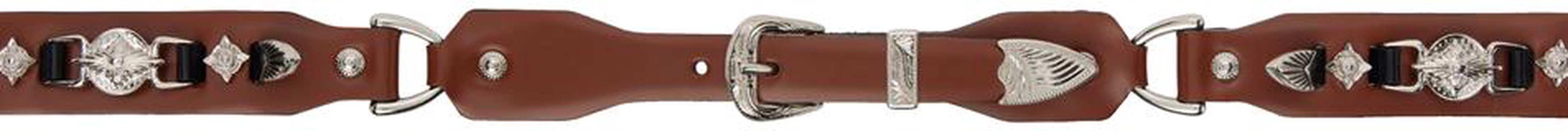 Brown Metal Leather Narrow Belt