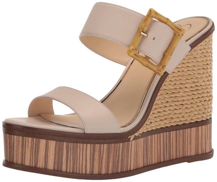 Jessica Simpson Womens Hendrya Leather Open Toe Wedge Sandals