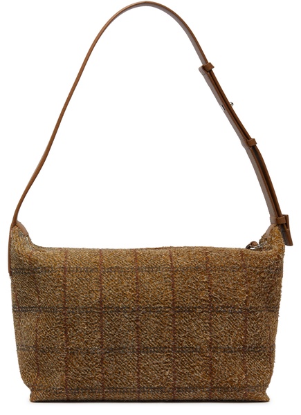 Cubi shoulder bag in brushed suede with tartan pattern