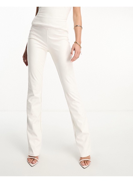 Naked Wardrobe leather look flared pants in white - part of a set