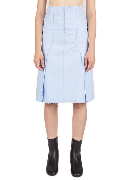 Raf Simons Raw Cut Hem Midi Denim Skirt