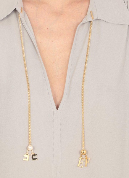 Elisabetta Franchi Logo-Pendant V-Neck Shirt