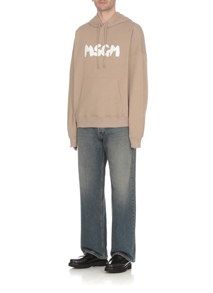 MSGM Logo Printed Drawstring Hoodie