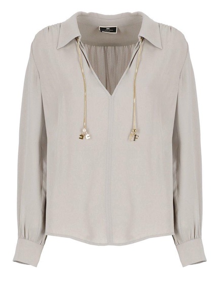 Elisabetta Franchi Logo-Pendant V-Neck Shirt