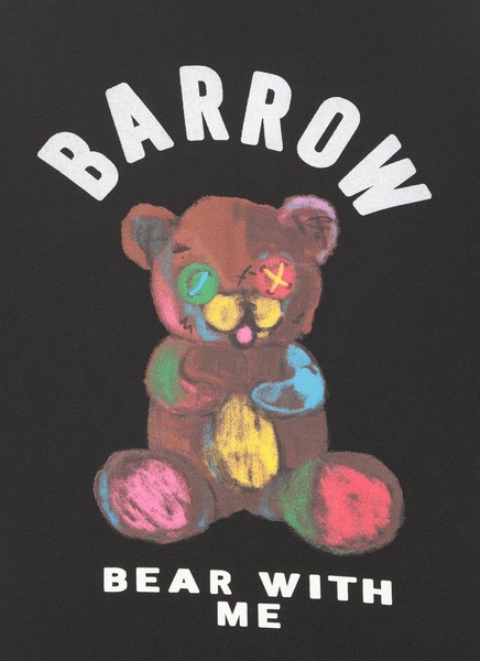 Barrow Logo-Flocked Crewneck Fringed T-Shirt