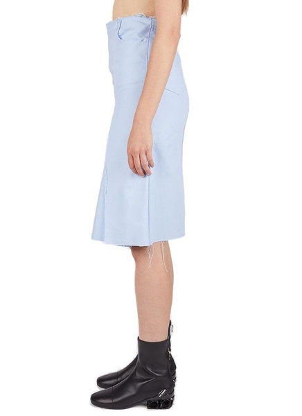 Raf Simons Raw Cut Hem Midi Denim Skirt