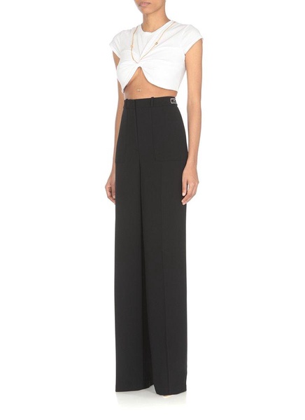 Elisabetta Franchi Logo Patch Wide-Leg Trousers