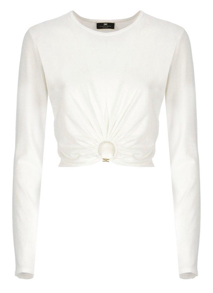 Elisabetta Franchi Ring Embellished Cropped Top