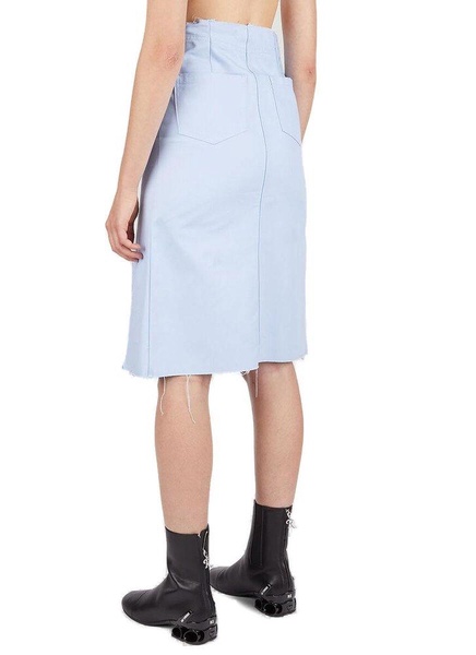 Raf Simons Raw Cut Hem Midi Denim Skirt