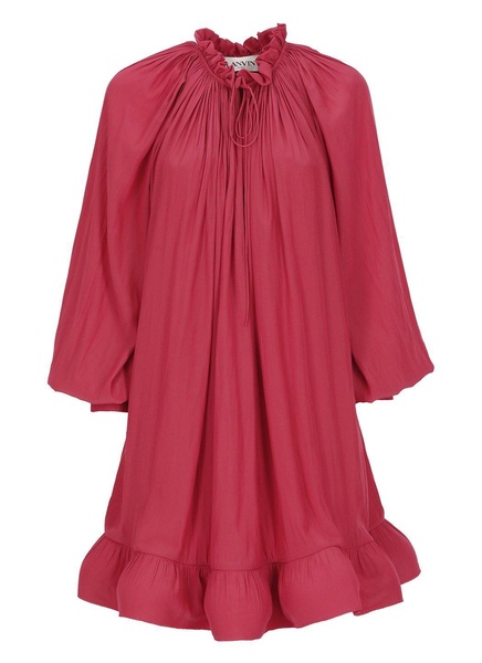 Lanvin Charmeuse Ruffle Detailed Mini Dress