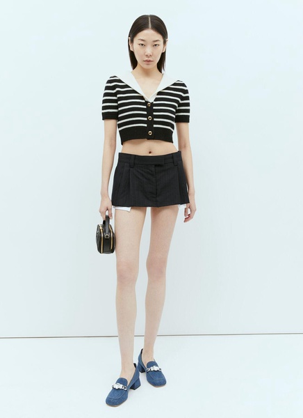 Miu Miu Women Pleated Pinstripe Mini Skirt