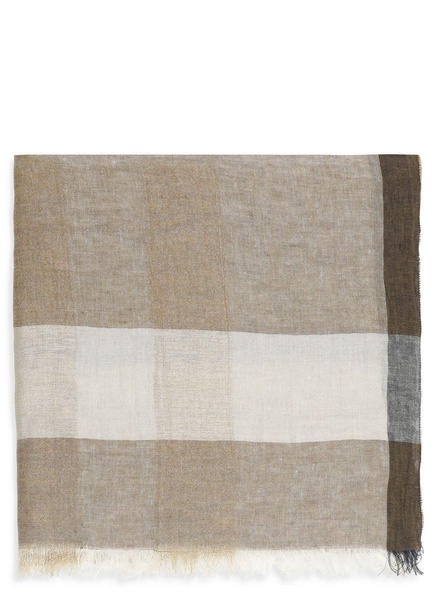 Peserico Linen, Viscose And Lurex Blend Bob Scarf in Earthenware