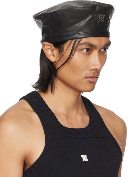 Black Vegan Leather Beret