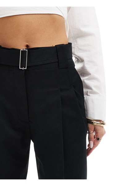 Mango belted tailored pants in black