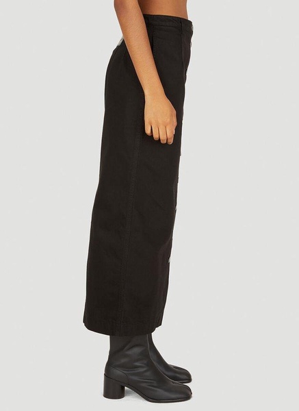 Raf Simons Logo Patch Buttoned-Up Denim Midi Skirt