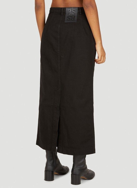 Raf Simons Logo Patch Buttoned-Up Denim Midi Skirt