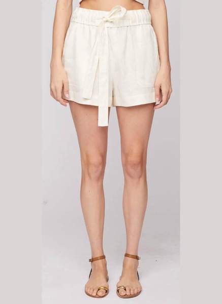 barrett tie waist linen shorts in natural