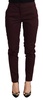 Just Cavalli Maroon Mid Waist Skinny  Trouser Pants