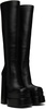 Leather platform knee-high boots