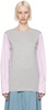 Gray & Pink Contrast Sleeves T-shirt