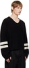 Black Collegiate Stripes Asymmetrical Sweater