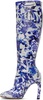 White & Blue Structured Tall Boots