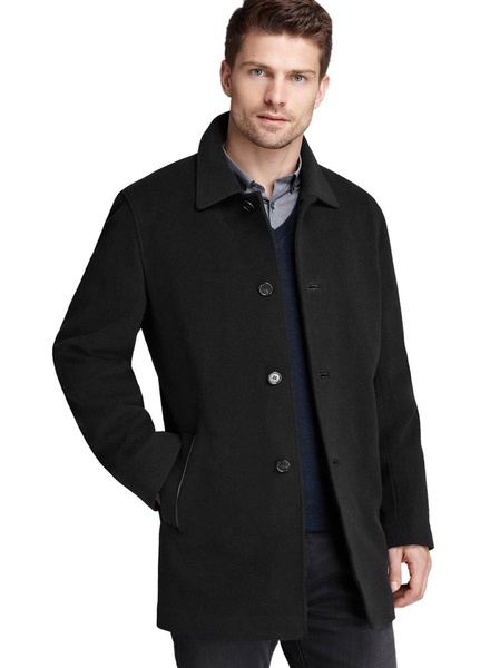 Cole Haan Men's Cashmere Blend Single Breasted Classic Coat With Shirt Collar