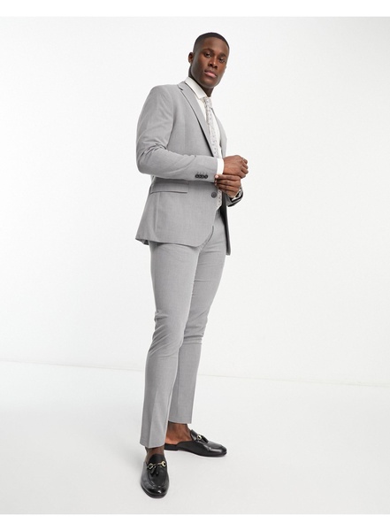 New Look skinny suit jacket in gray