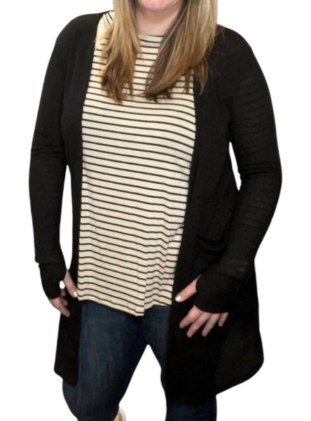 sierra ribbed cardigan in black