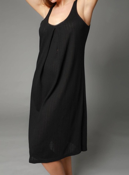 stephania pointelle nursing gown in black