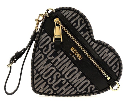 Moschino Logo Jacquard Heart-Shaped Clutch Bag