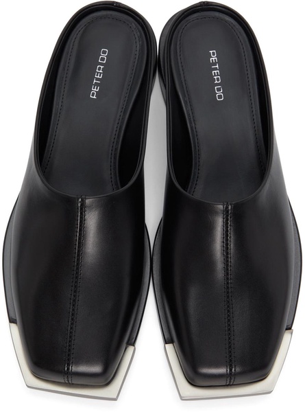 Black Metal Square Toe Loafers