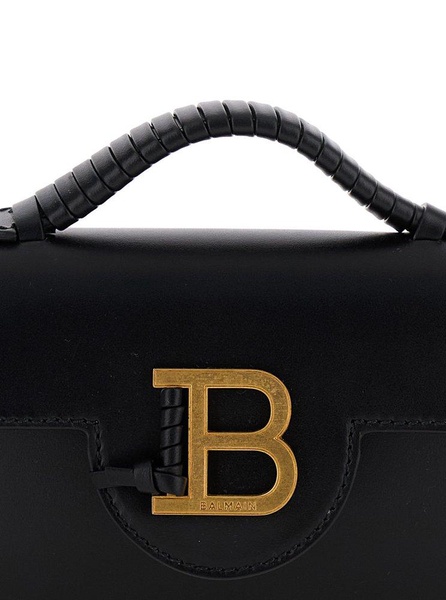 'B-Buzz Mini' Black Crossbody Bag with B Clasp in Smooth Leather Woman