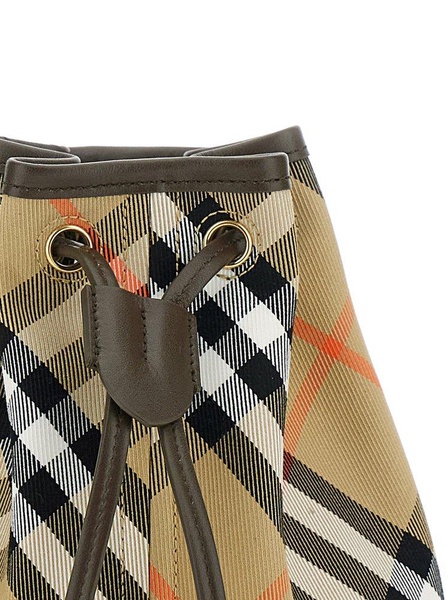 Burberry Check Drawstring Mini Bucket Bag