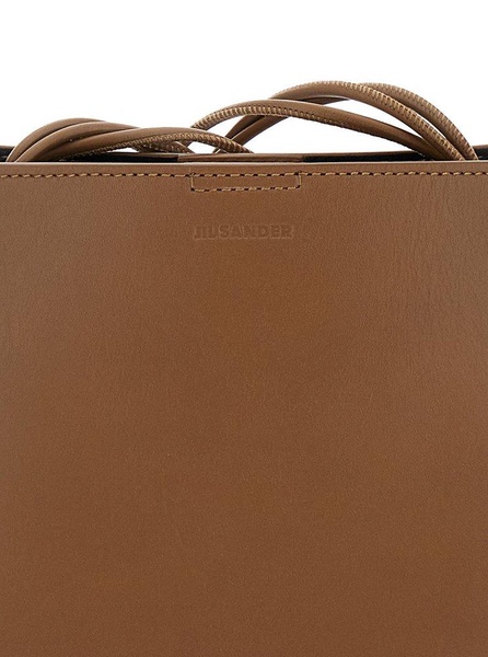 'S Tangle ' Brown Crossbody Bag with Embossed Logo in Leather Man