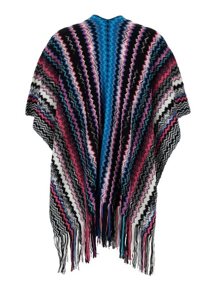 Multicolor Cape With Zigzag Motif In Wool Blend Woman