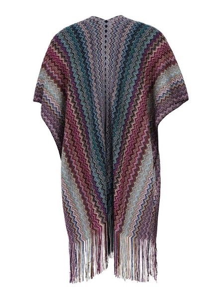 Multicolor Poncho With Zigzag Motif In Lurex Blend Woman