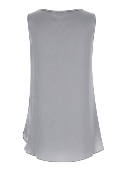 Antonelli Crewneck Sleeveless Satin Top