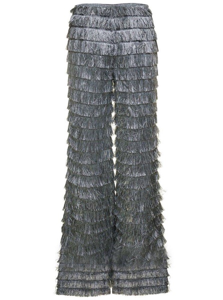 Alberta Ferretti Mid-Rise Flared Fringed Trousers