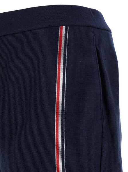 Blue Bermuda Shorts With Rwb Stripe Detail In Cotton Man