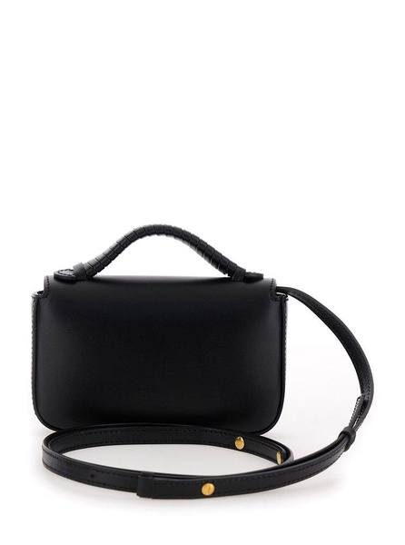 'B-Buzz Mini' Black Crossbody Bag with B Clasp in Smooth Leather Woman