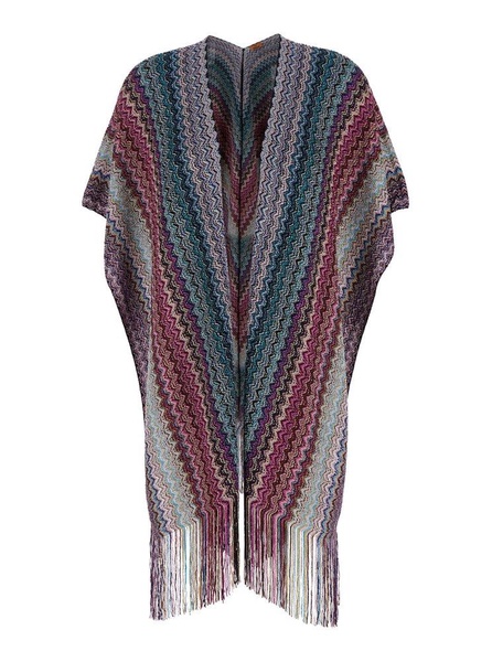 Multicolor Poncho With Zigzag Motif In Lurex Blend Woman