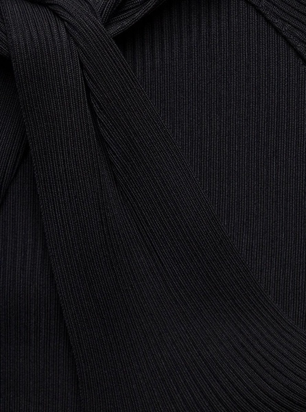 Black Long-Sleeve Top with Twisted Cut-Out Detail in Viscose Woman