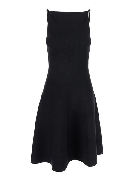 Mini Black Dress with Open Back in Viscose Blend Woman