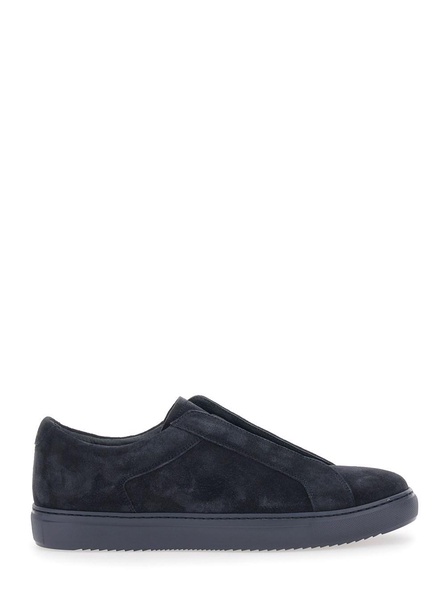 'Roger' Blue Slip-On Sneakers in Suede Man